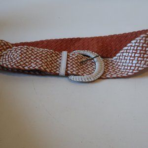 WOMENS MOTIT 56 WHITE BROWN BRAIDED LEATHER BELT M *